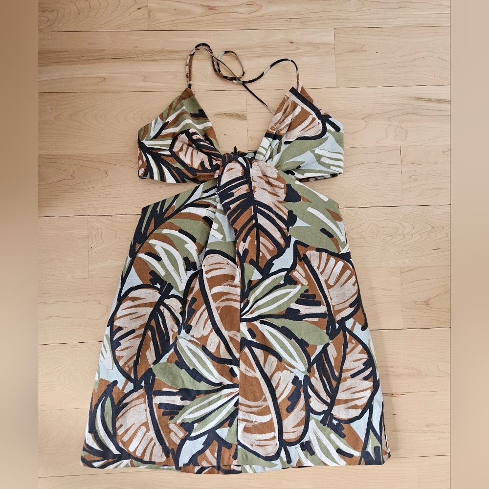 Zara Tropical Leaf Cutout Mini Dress